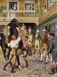 Illustration för The Amateur Gentleman av Jeffery Farnol (litho i färg)
