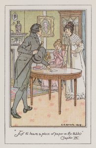 Illustration för Emma av Jane Austen (färg litho) av Charles Edmund Brock