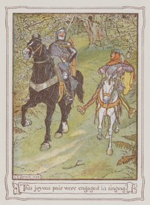 Illustration för Ivanhoe av Sir Walter Scott (litho i färg) av Charles Edmund Brock