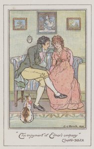 Illustration för förnuft och förnuft av Jane Austen (litho i färg) av Charles Edmund Brock