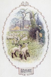 På våren och stoltheten över sin vacklande skönhet (färg litho) av Charles Edmund Brock