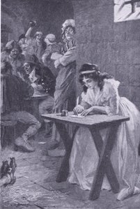 Madame Roland skriver till sin dotter, från My Magazine, pub.1922 (litografi) av Charles Edmund Brock
