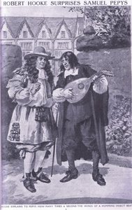 Robert Hooke överraskar Samuel Pepys av Charles Edmund Brock