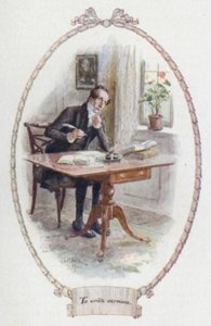 Att skriva predikningar (färg litho) av Charles Edmund Brock