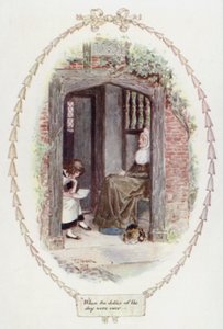 När dagens plikter var över (färg litho) av Charles Edmund Brock