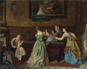 Damer som spelar biljard, 1869