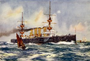 HMS Powerful Steaming Up Channel på hennes återkomst från Sydafrika
