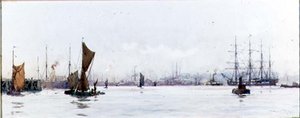 Looking West from Tilbury (akvarell på papper) av Charles Edward Dixon