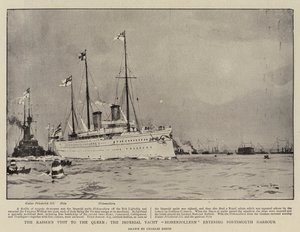 Kaiserns besök hos drottningen, den kejserliga yacht Hohenzollern på väg in i Portsmouths hamn av Charles Edward Dixon