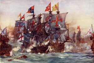 The Last Fight of the Revenge, utanför Flores, på Azorerna, 1591