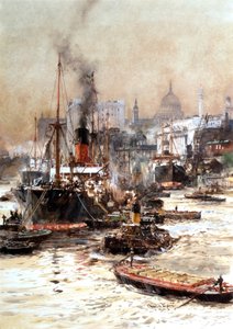 Themsen nedanför St Pauls av Charles Edward Dixon