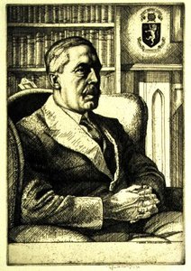 Porträtt av Sir Cyril Norwood (1875-1956) 1932 (etsning)