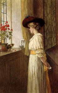 Mrs C A Smith, Kitten and Pelargon (akvarell på papper)