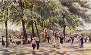 London Zoo: Broad Walk, med elefanter (färg litho)