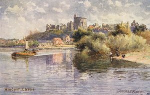 Floden Themsen: Windsor Castle (färglitografi) av Charles Edwin Flower