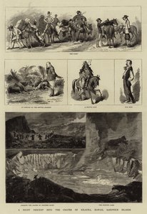 En nattnedstigning i kratern i Kilauea, Hawaii, Sandwichöarna av Charles Edwin Fripp