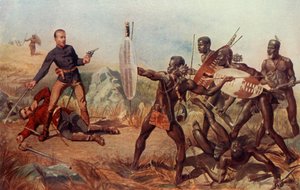 "Löjtnanter Melvill och Coghill 24:e regementet dör för att rädda drottningens färger", 1900. av Charles Edwin Fripp