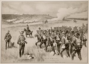 The City of London Imperial Volunteers stöder general Hamiltons vänstra flank i aktionen vid Doornkop den 29 maj 1900 av Charles Edwin Fripp