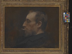 Porträtt av en man (olja på trä) av Charles Emile Auguste Carolus-Duran