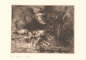 Landskap med ko och vattendrag av Charles Emile Jacque (attributed to)