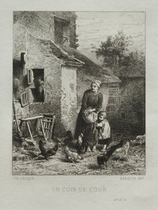 Ett hörn av gården. av Charles Emile Jacque