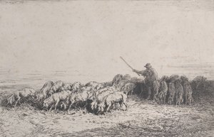 En grisflock, 1850. av Charles Emile Jacque