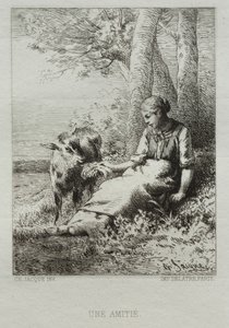 Tillgivenhet. av Charles Emile Jacque