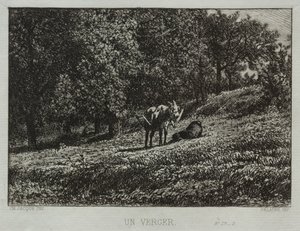 En fruktträdgård. av Charles Emile Jacque