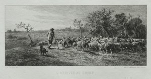 Anländer till fältet. av Charles Emile Jacque