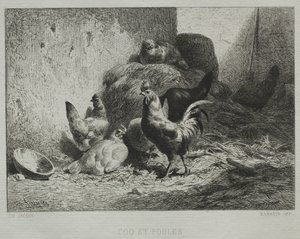 Tupp och höns av Charles Emile Jacque