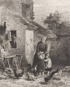 Hörn av gården, 1864. av Charles Emile Jacque