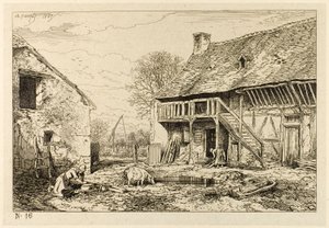 Gård till en bondebostad av Charles Emile Jacque