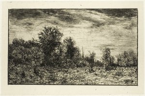 Edge of a Wood, under molnig himmel av Charles Emile Jacque