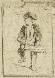Hurdy-Gurdy-spelare av Charles Emile Jacque