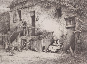 Framför huset, 1845. av Charles Emile Jacque