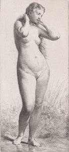 Ung kvinna i badet, 1866. av Charles Emile Jacque