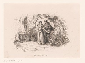 Par i en trädgård Kenilworth (titel på objekt) av Charles Emile Jacque