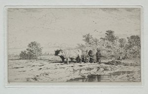 Landskap, Arbetare, 1845. av Charles Emile Jacque
