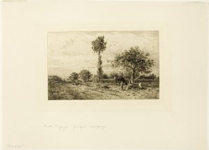 Landskap med kurvig väg av Charles Emile Jacque