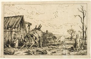 Landskap med Unhitched Cart av Charles Emile Jacque