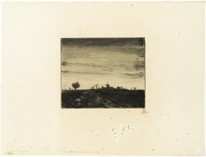 Landskap med väderkvarnar av Charles Emile Jacque