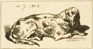 Liggande hund av Charles Emile Jacque