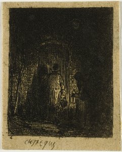 Man och kvinna med lyktor av Charles Emile Jacque