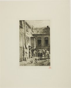 Parisisk innergård av Charles Emile Jacque