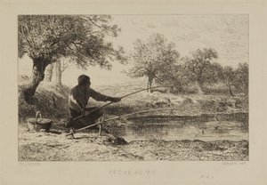 Fiske med levande bete av Charles Emile Jacque