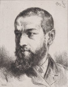 Porträtt av J.J. Guiffrey, 1866. av Charles Emile Jacque