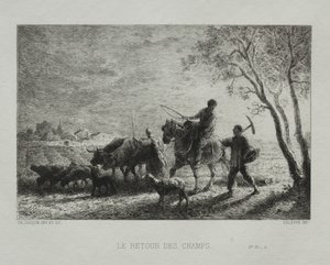 Återvända från fälten av Charles Emile Jacque