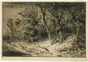 Vägen vid kanten av en skog av Charles Emile Jacque