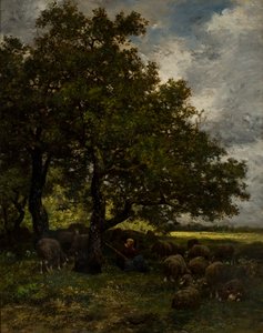 Lantligt landskap av Charles Emile Jacque