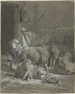 Får i en krubba av Charles Emile Jacque